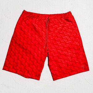 Sean John Mens Orange Drawstring Logo Graphic Shorts L